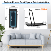 Lichico Under Desk Treadmill, Walking Pad 3.0HP Brushless Motor 0.5-8.7MPH Speed Range 2 in 1 Walking Machine w/Incline APP Remote, Larger Running Area, 2s Folding for Home